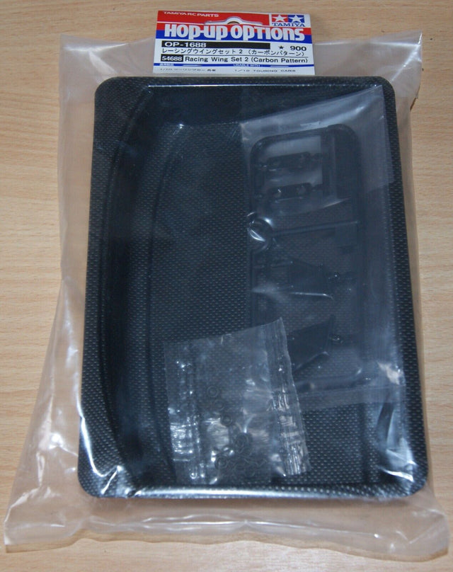 Tamiya 54688 Racing Wing Set 2 (Carbon Pattern), (TT01/TT02/TA07/TA08/TB05), NIP