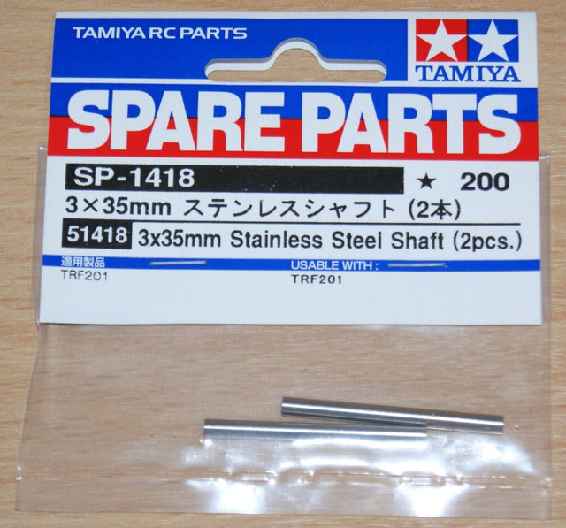 Tamiya 51418 3x35mm Stainless Steel Shafts (2 Pcs.), (TRF201/Zahhak/DN01/TRF211)