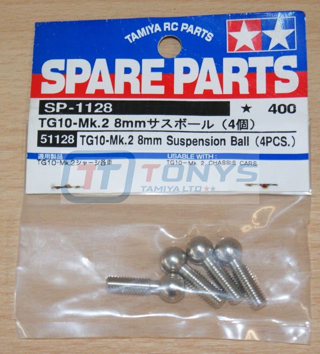 Tamiya 51128 TG10-Mk.2 8mm Suspension Ball (4 Pcs.), (TG10MK2), NIP
