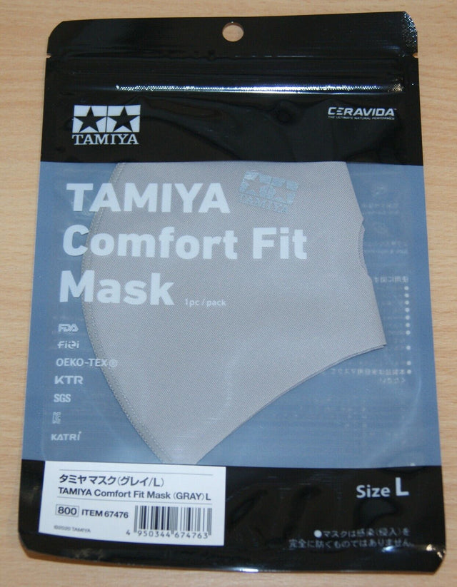 Tamiya 67476 Comfort Fit Face Mask (Grey) L (Large), NIP