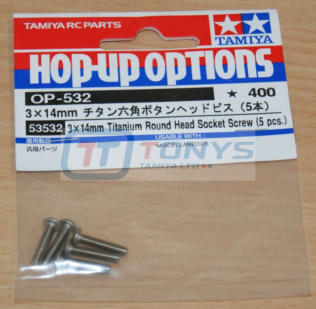 Tamiya 53532 3x14mm Titanium Round Head Socket Screw, (TRF415/TRF416/TRF417) NIP