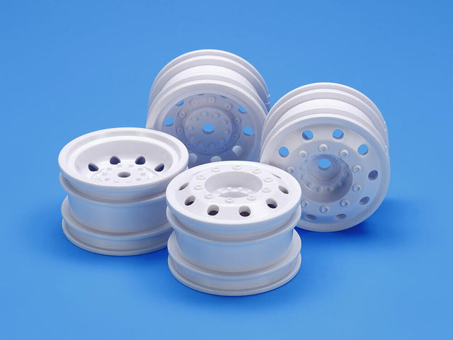 Tamiya 54964 On Road Racing Truck Wheels (F&R/2 Pcs. Each) White (MAN Hahn/TT01)