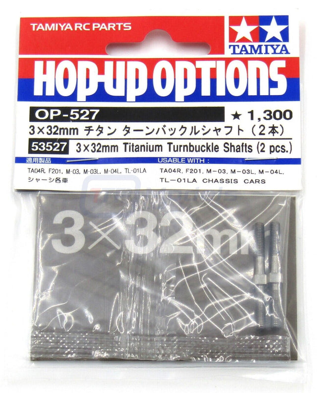 Tamiya 53527 3x32mm Titanium Turnbuckle Shaft (2 Pcs.), (TA04/M03/TL01LA), NIP