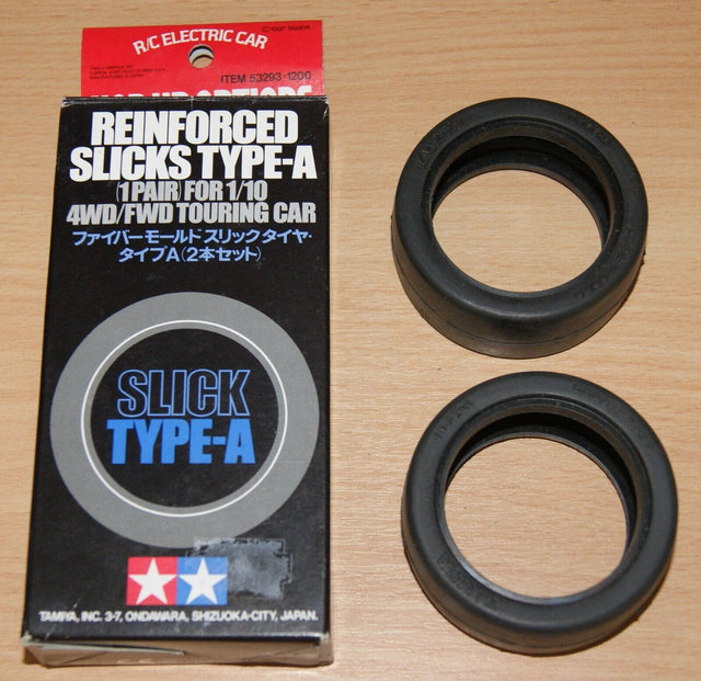Tamiya 53293 Reinforced Slick Tires Type-A, 1 Pr (TA01/TA02/TA03/TT01/TT02/TL01)