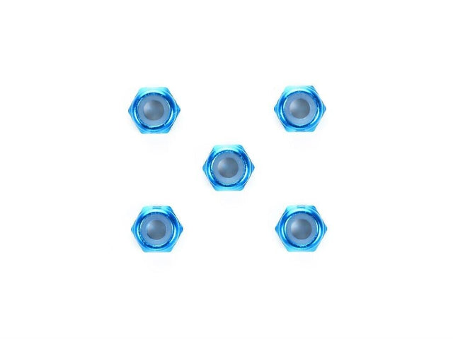 Tamiya 54155 3mm Thin Aluminium Lock Nut (5pcs, Blue) (TRF420/TC01/XV02/M08) NIP