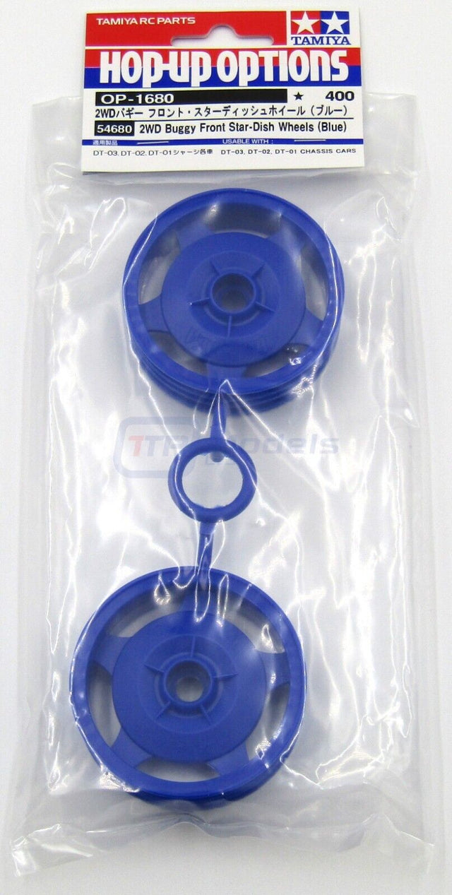 Tamiya 54680 2WD Buggy Front Star-Dish Wheels (Blue), (Dyna Storm/DT02/*53085)