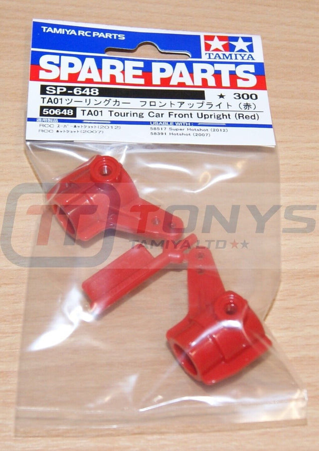 Tamiya 50648/0445098 TA01 Touring Car Front Upright (Red), (TA01/TA02/Hotshot 2)