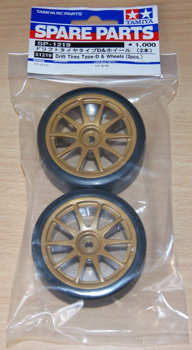 Tamiya 51219 Drift Tires Type-D & Wheels (2 Pcs.), (TT01D/TT02D), NIP