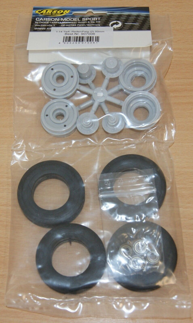 Carson 500907006/C907006 Flat Bed Trailer Tyres/Tires With Rims/Wheels, NIP