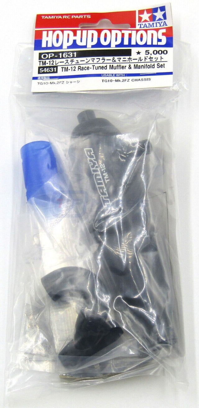 Tamiya 54631 TM-12 Race-Tuned Muffler & Manifold Set, (TG10-Mk.2FZ Chassis), NIP **Discontinued**
