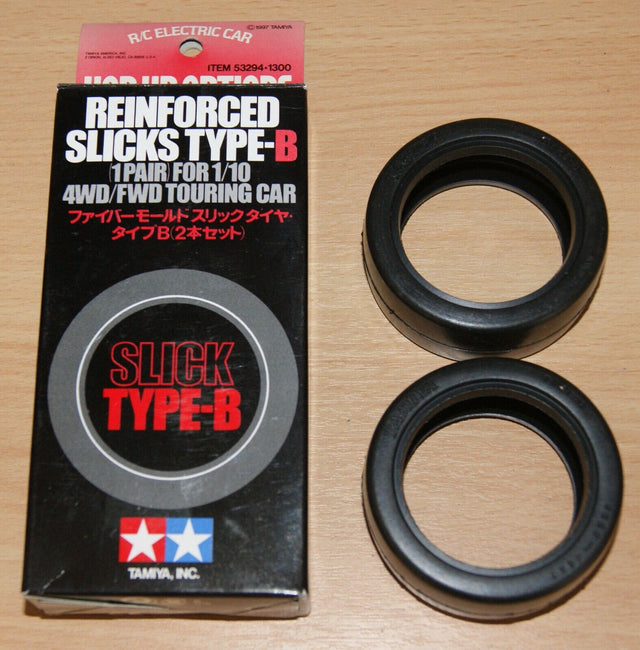 Tamiya 53294 Reinforced Slick Tires Type-B, 1 Pr (TA01/TA02/TA03/TT01/TT02/TL01)