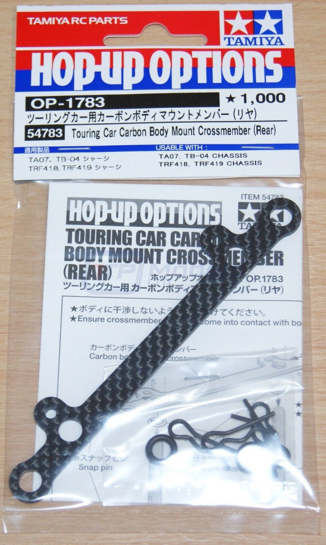 Tamiya 54783 Touring Car Carbon Body Mount Crossmember (Rear), XV-02/TRF420, NIP