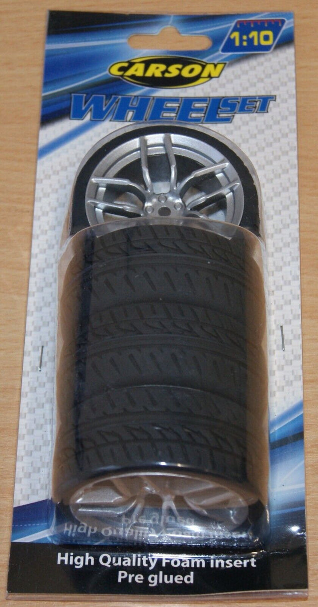 Carson C900160/500900160 1:10 10-Spoke Wheel Set (4 Pcs.) Silver, (For Tamiya)