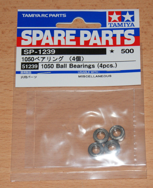 Tamiya 51239 1050 Ball Bearings (4 Pcs.) DF03/TA06/TB04/FF03/XV-01/TT02/M07, NIP