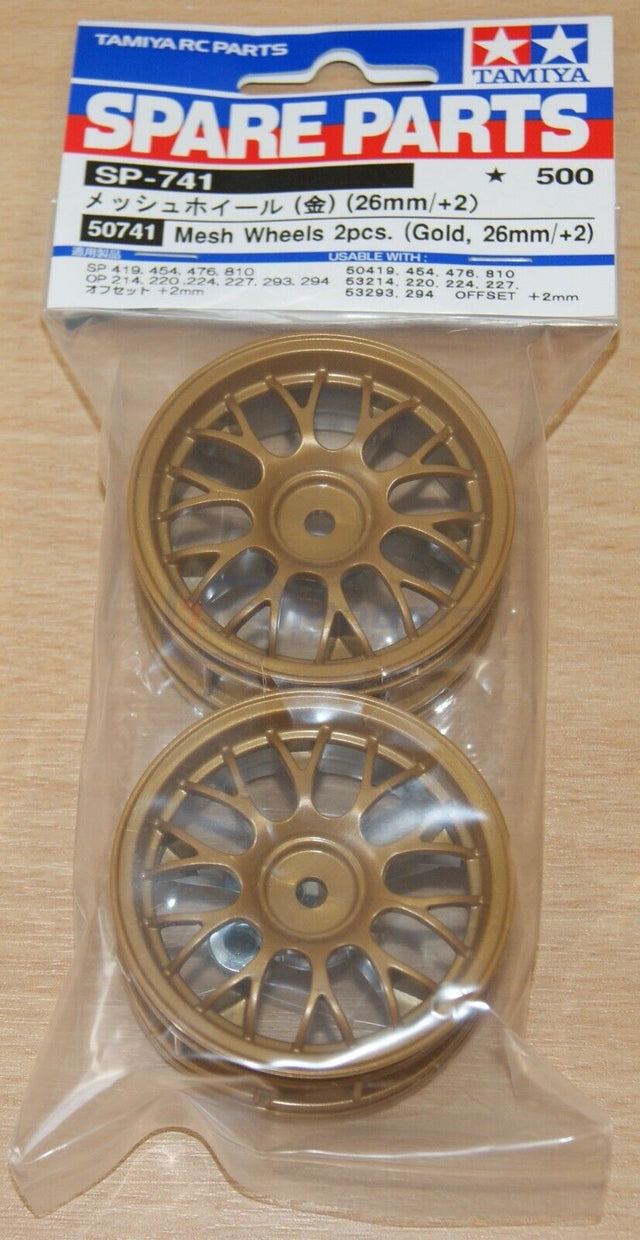 Tamiya 50741 Mesh Wheels 2 Pcs. (Gold, 26mm/+2), (58193 Porsche 911 GT1/TA03R-S)