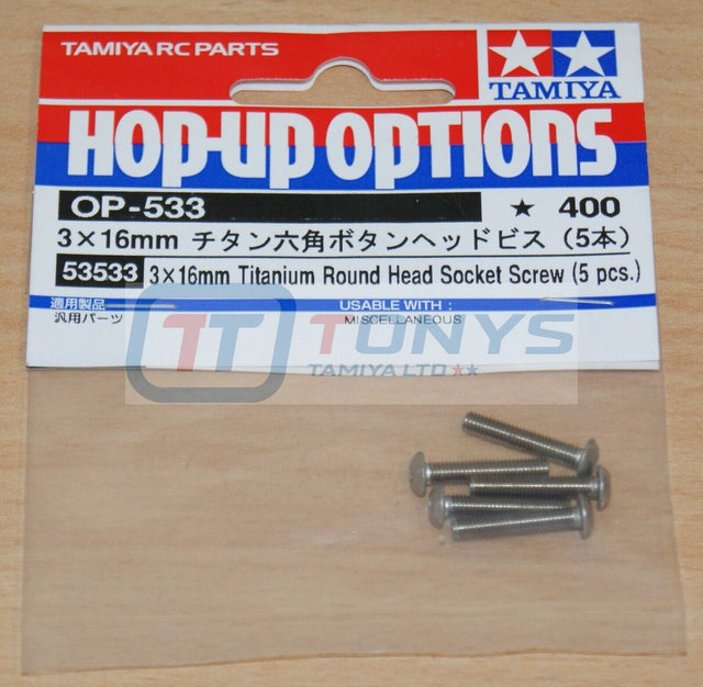 Tamiya 53533 3x16mm Titanium Round Head Socket Screw, (TRF415/TRF416/TRF417) NIP
