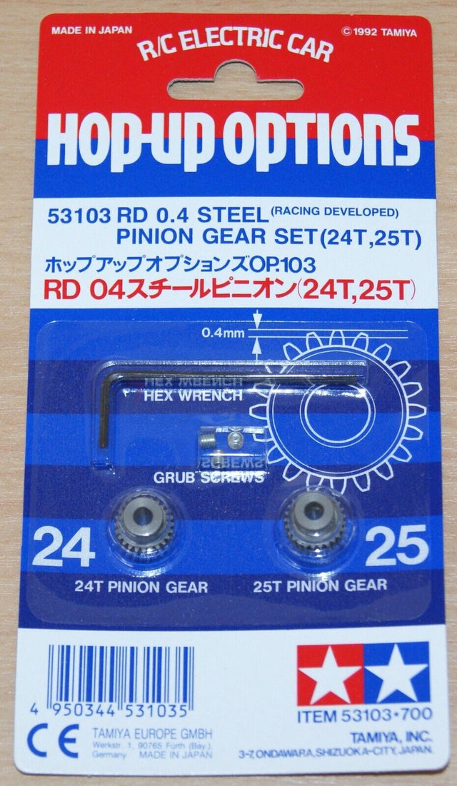 Tamiya 53103 RD 0.4/04 Steel Pinion Gear Set (24T & 25T) *F102/F103/F104/Group-C
