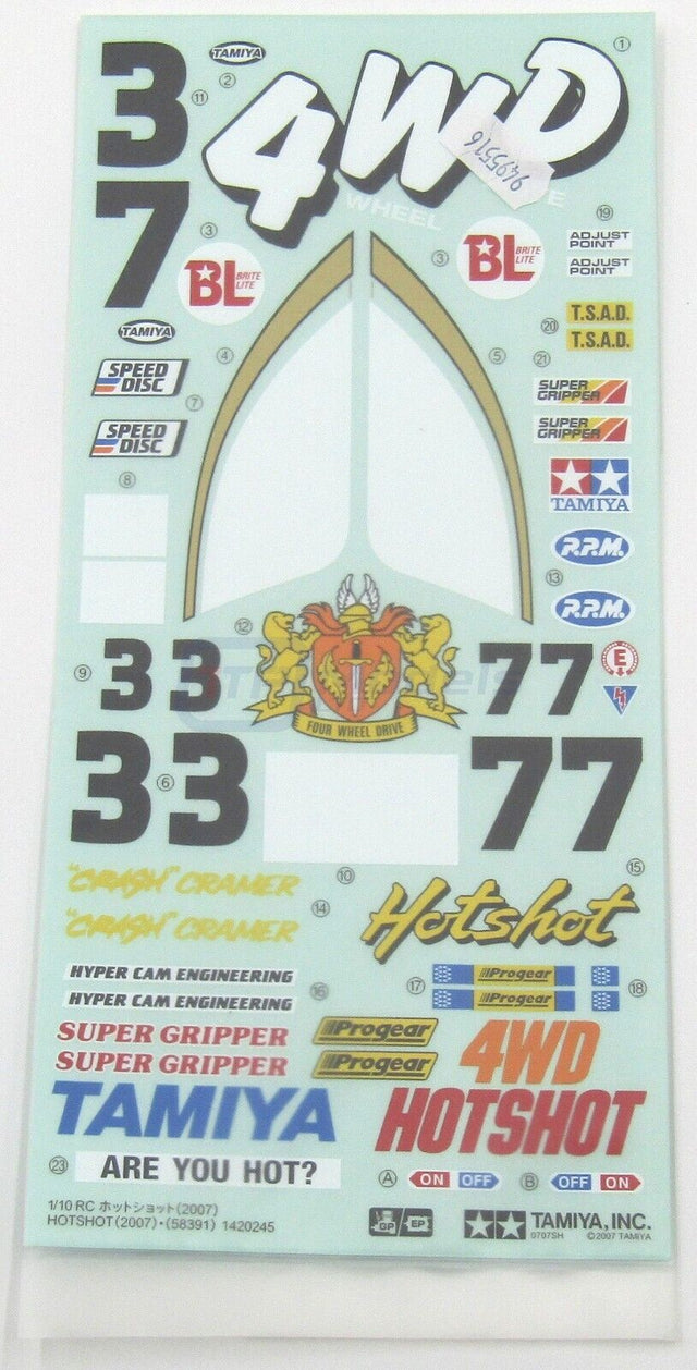 Tamiya 58391 Hotshot Re-Release/Metallic, 9495516/19495516 Decals/Stickers, NIP