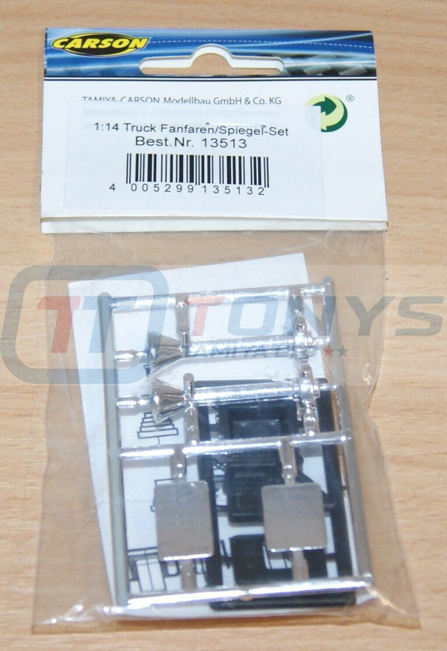 Carson 500013513/C013513 1:14 Truck Mirror & Horn Set (For Tamiya Trucks), NIP