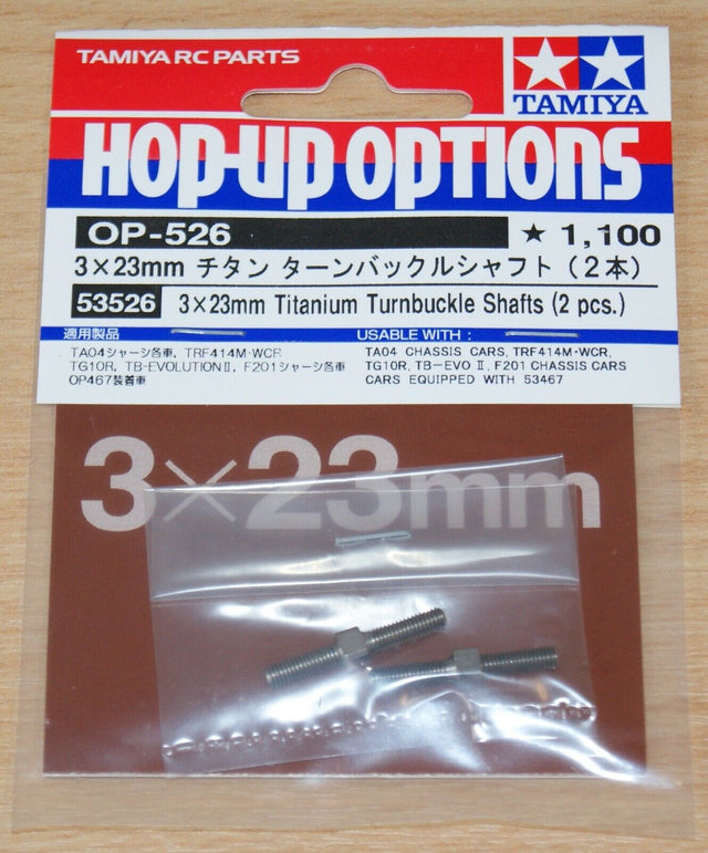 Tamiya 53526 3x23mm Titanium Turnbuckle Shaft (2 Pcs.), NIP