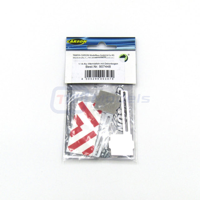 Carson 500907448 1/14 Aluminium Warning Sign with Stickers, (For Tamiya Trucks), NIP