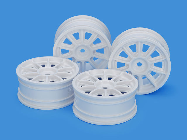 Tamiya 22067 TH 10-Spoke Wheels (White) (24mm Width, Offset 0) (TT01/TT02), NIP