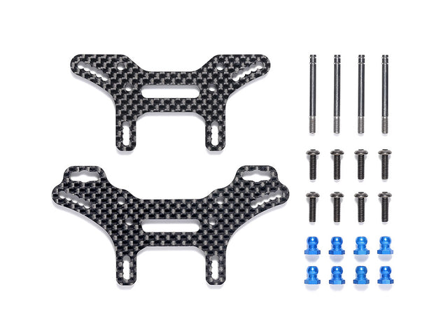 Tamiya 22076 XV-02 Short Carbon Damper Stay Set, (XV02/XV-02 Pro/XV02RS), NIP