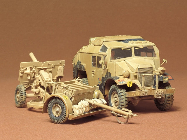 Tamiya 35044 1/35 Military Miniatures Series: British 25PDR.Field Gun & Quad Gun Tractor (Canadian Ford F.G.T)