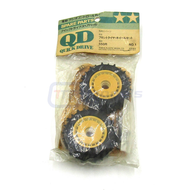 Tamiya 43001 QD Front Tire/Tyre with Wheel (1 Pair), (1/14 Thunder Shot), NIP