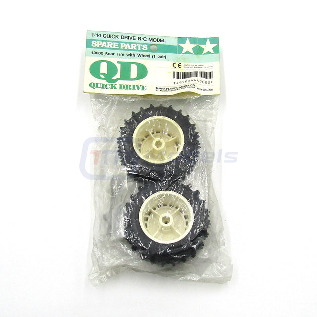 Tamiya 43002 QD Rear Tire/Tyre with Wheel (1 Pair), (1/14 Thunder Shot), NIP