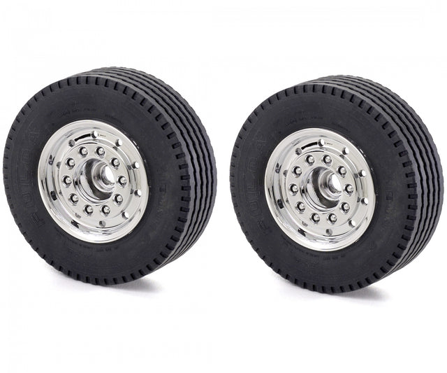 Carson C907061/500907061 1:14 Truck Front Wheel Wide (Chrome, 2 Pcs.), (Tamiya), NIP