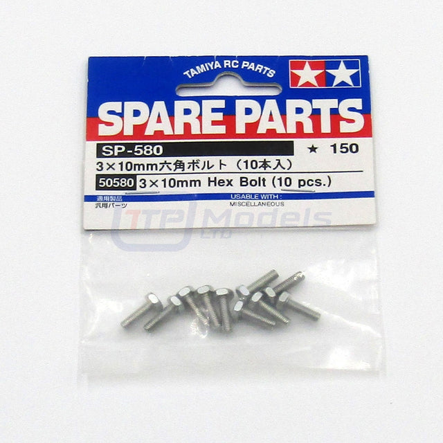 Tamiya 50580 3x10mm Hex Bolt (10 Pcs.), (TGX/TG10/Tanks), NIP