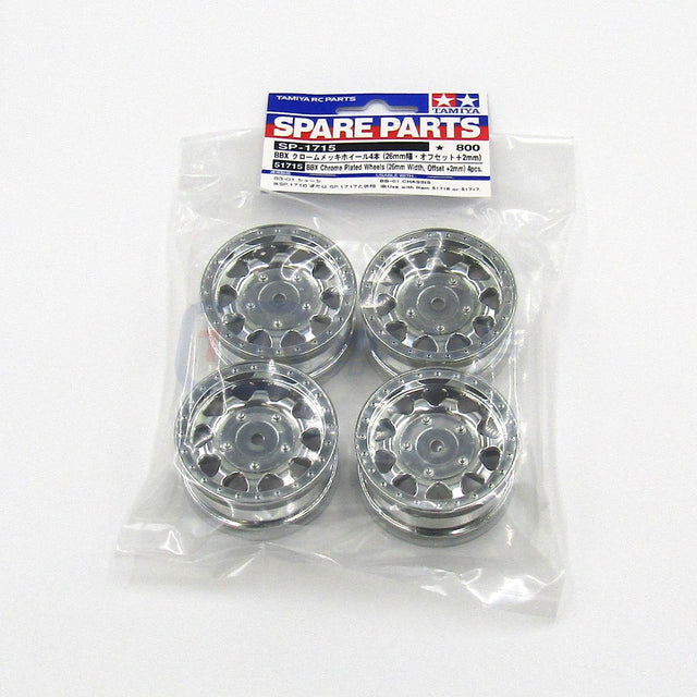 Tamiya 51715 BBX Chrome Plated Wheels (26mm Width, Offset +2mm) 4 Pcs. (BB-01)