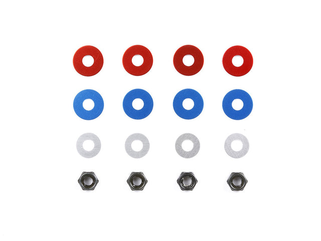 Tamiya 53448 4mm Hard Lock-Nut & Spacer Set (TT01/TT02/TA07/TB05/TRF418/TRF419)