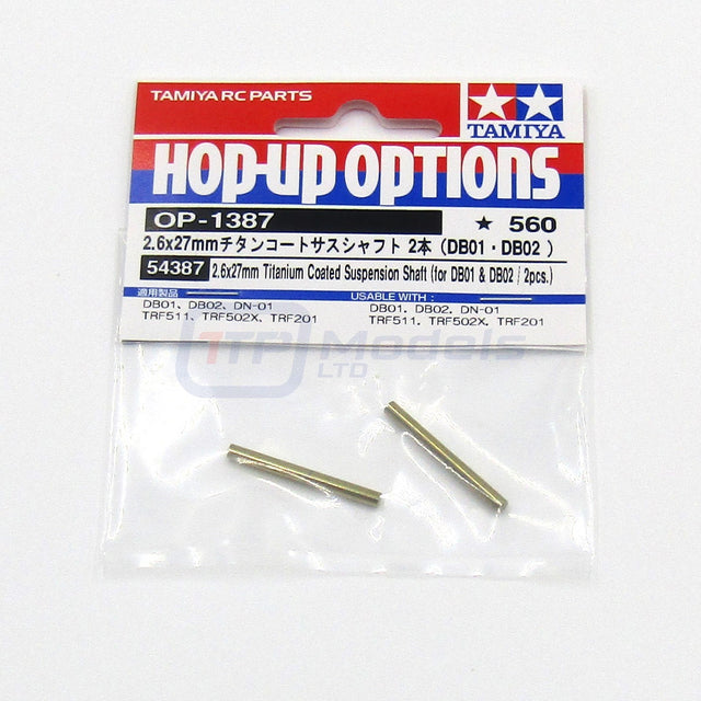 Tamiya 54387 2.6x27mm Titanium Coated Suspension Shaft (2 Pcs.) (DB01/XV01/XV02)