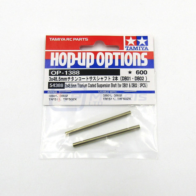 Tamiya 54388 3x48.5mm Titanium Coated Suspension Shaft (2 Pcs.) DB01/DB02/TRF511