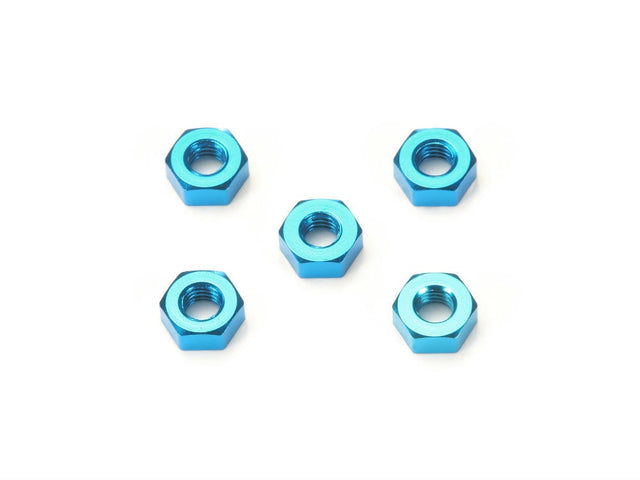 Tamiya 54411 3mm Aluminium Nut (5 Pcs./Blue), (TRF420/TRF419/TRF211XM/TRF201XMW)