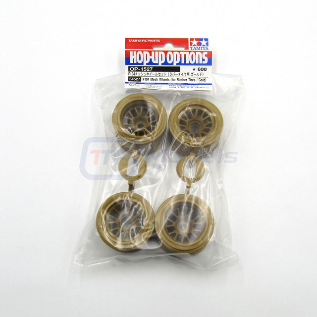 Tamiya 54527 F104 Mesh Wheels for Rubber Tires/Tyres/Gold (F104X1/F104V.2), NIP