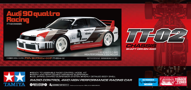 Tamiya 58744 Audi 90 Quattro Racing (TT-02) Assembly Kit, NIB