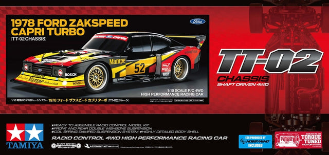 Tamiya 47526 1978 Ford Zakspeed Capri Turbo, (TT02/TT-02), NIB