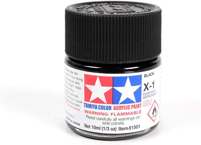 Tamiya Acrylic Mini X & XF Paint Jars (Round, 10ml, .33fl oz), NEW