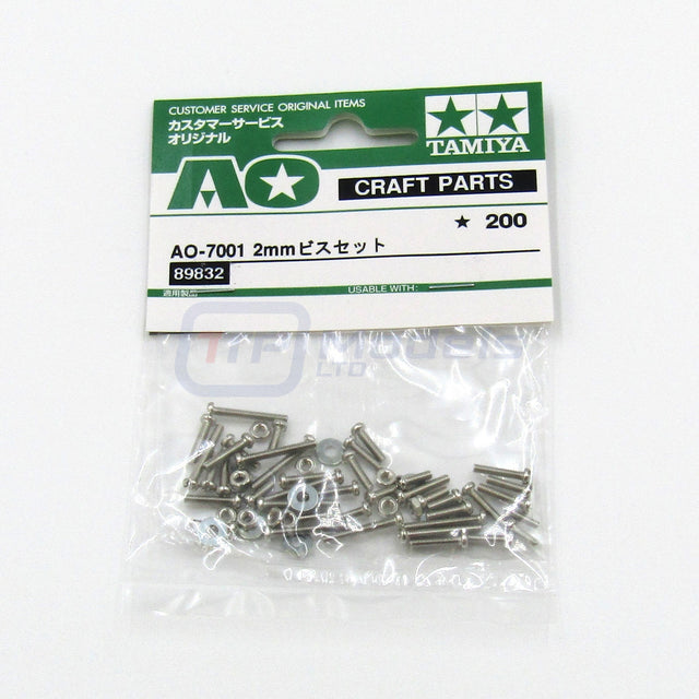 Tamiya 89832/AO-7001 2mm Screw Set, (Cars/Trucks/Tanks), NIP