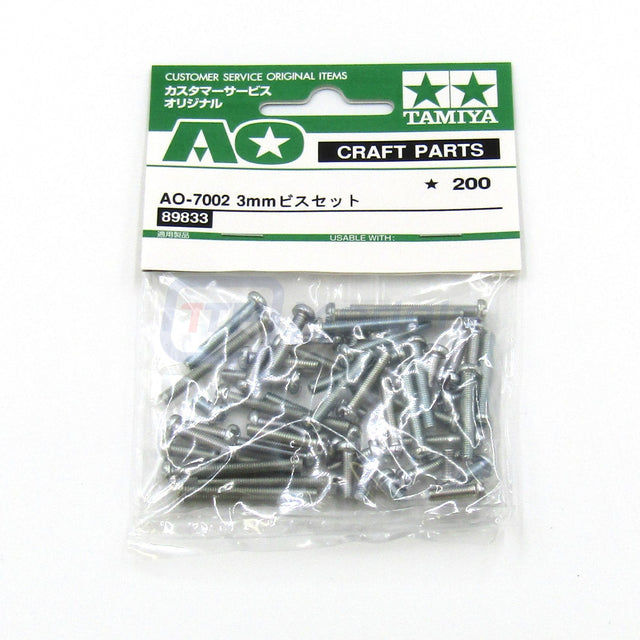 Tamiya 89833/AO-7002 3mm Screw Set, (Cars/Trucks/Tanks), NIP