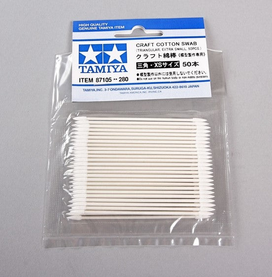 Tamiya 87105 Craft Cotton Swab (Triangular Extra Small (50Pcs) for Static Models