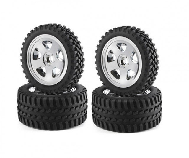 Carson 500900028 2WD Buggy On-Road Wheels & Tyres (Chrome)(For Tamiya DT02/DT03)