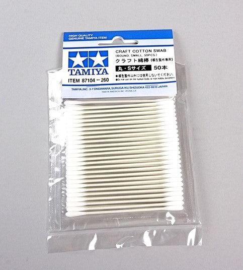 Tamiya 87104 Craft Cotton Swab (Round, Small, 50 Pcs.) for Static Model Kits, NIP