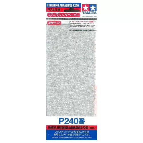 Tamiya 87093 Finishing Abrasives/Sandpaper P240 (3 Pcs.), Model Making, NIP