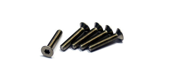 Tamiya 53538 3x16mm Titanium Countersunk Hex Head Screw, (5 Pcs.), NIP
