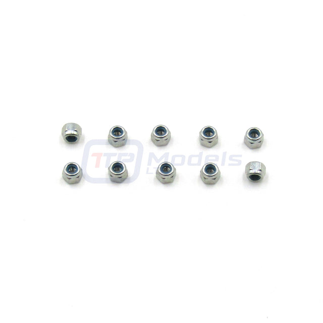 Tamiya 2220001/12220001 Silver 3mm Lock Nuts (10 Pcs.), NIP