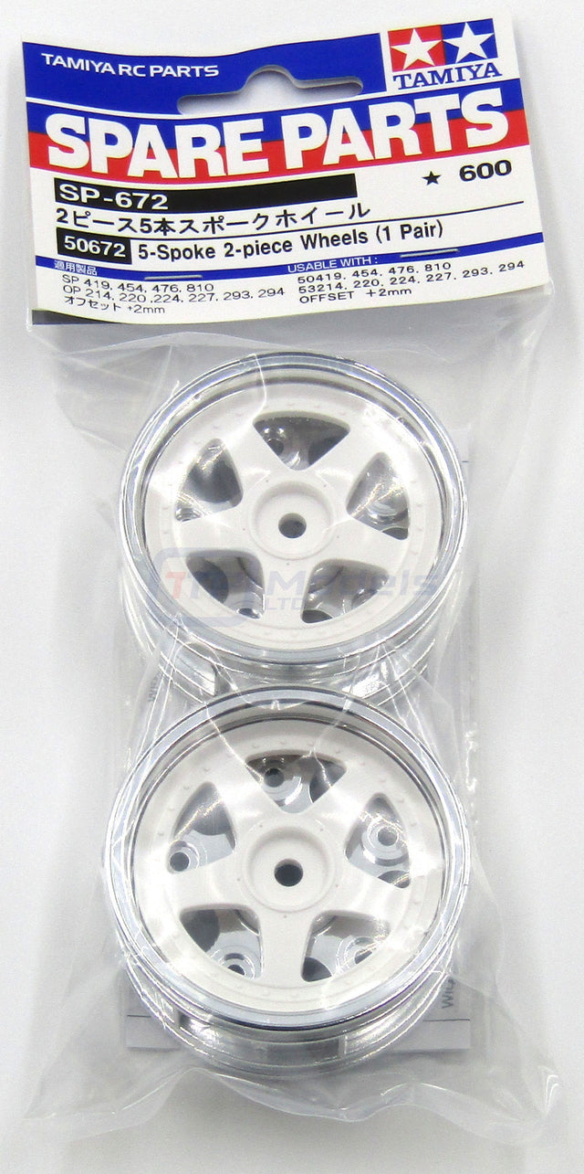 Tamiya 50672 5-Spoke 2-Piece Wheels (1 Pair), (Toyota Tom's Supra/Tom's Supra)